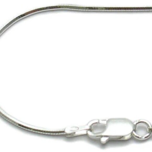 MINIMALIST STERLING SILVER FACETED SNAKE CHAIN ANKLET. AVAILABLE IN 4 LENGTHS. - Picture 1 of 2